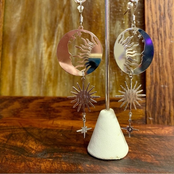The Moon The Sun and the Stars Boho Dangler Earrings - Picture 3 of 6